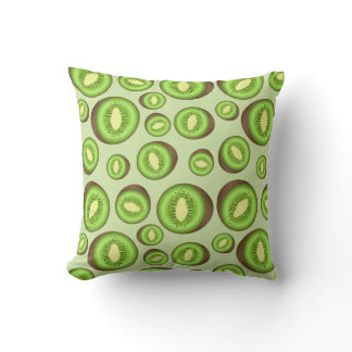 Green And Brown Kiwifruit Pattern Throw Pillow