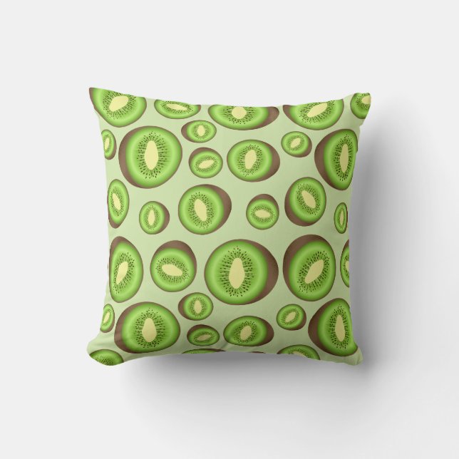 Green And Brown Kiwifruit Pattern Throw Pillow (Front)