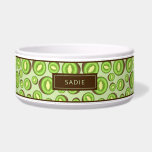 Green And Brown Kiwifruit Pattern With Custom Name Bowl<br><div class="desc">Destei's illustrated pattern of kiwifruits / kiwis in green and brown colors. There's also a personalizable text area for a name.</div>