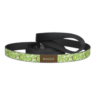 Green And Brown Kiwifruit Pattern With Custom Name Pet Leash