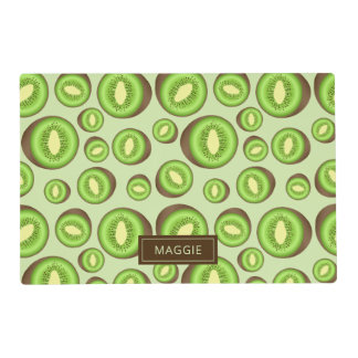 Green And Brown Kiwifruit Pattern With Custom Name Placemat