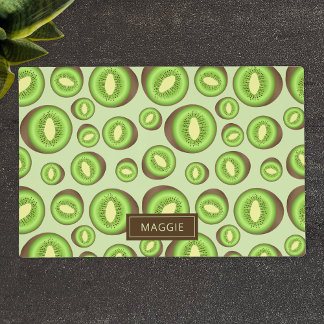 Green And Brown Kiwifruit Pattern With Custom Name Placemat