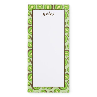 Green And Brown Kiwifruit Pattern With Custom Text Magnetic Notepad