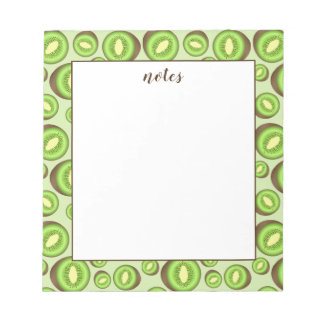 Green And Brown Kiwifruit Pattern With Custom Text Notepad