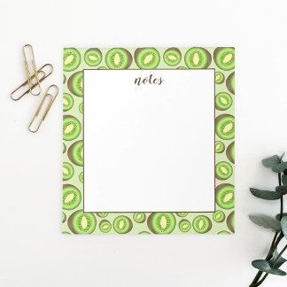 Green And Brown Kiwifruit Pattern With Custom Text Notepad