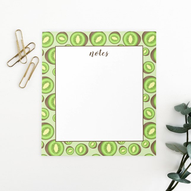 Green And Brown Kiwifruit Pattern With Custom Text Notepad (Creator Uploaded)