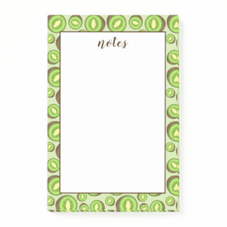 Green And Brown Kiwifruit Pattern With Custom Text Post-it Notes