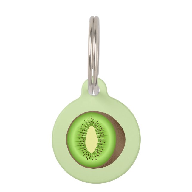 Green And Brown Kiwifruit With Custom Info Pet ID Tag (Front)