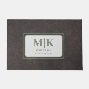 Green And Brown Leather Personalized Doormat