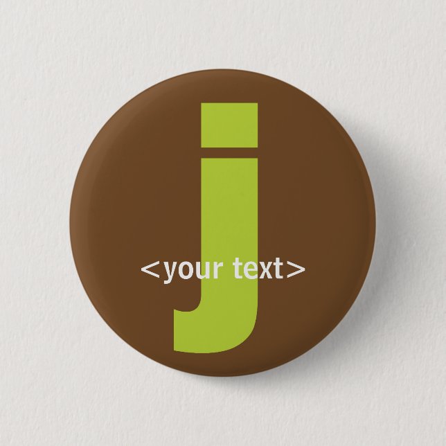 Green and Brown Monogram - Letter J Button (Front)