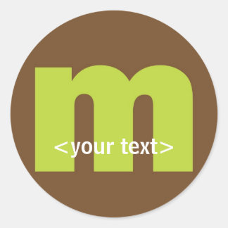 Green and Brown Monogram - Letter M Classic Round Sticker