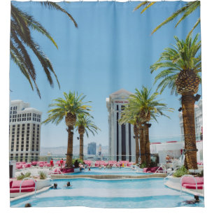 Green and brown palm trees shower curtain