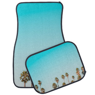 GREEN-AND-BROWN PALM TREES UNDER CLEAR BLUE SKY CAR FLOOR MAT