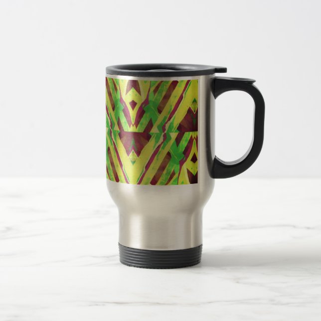 Green and brown pattern travel mug (Right)