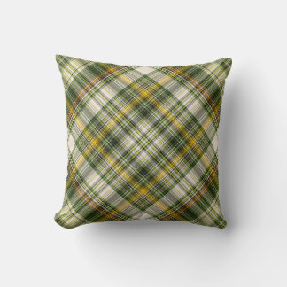 Green and Brown Plaid (angled/mc) Throw Pillow