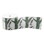 Green And Brown Praying Mantis on Green Leaves Grosgrain Ribbon