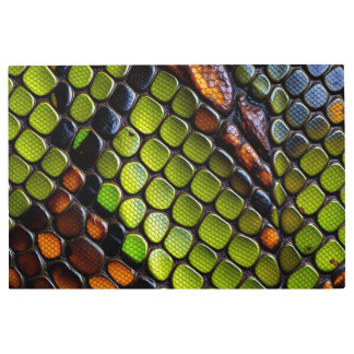 Green And Brown Reptile Snake Skin Macro Texture Metal Print
