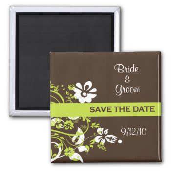 Green And Brown Save The Date Magnets by PMCustomWeddings at Zazzle