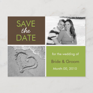 Green and Brown Save the Date Photo Cards