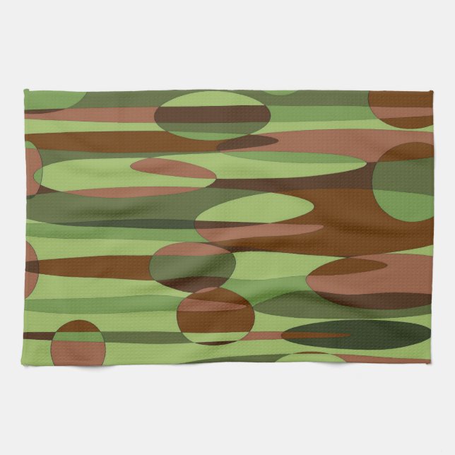 Green and Brown Spheres Kitchen Towel (Horizontal)