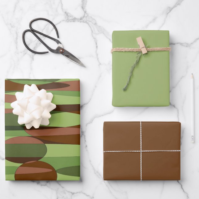 Green and Brown Spheres  Wrapping Paper Sheets (Front)