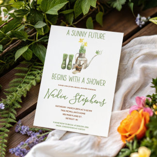 Green and Brown Spring Gardening Bridal Shower Invitation