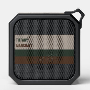 Green and  Brown Stripes Pattern Name Bluetooth Speaker
