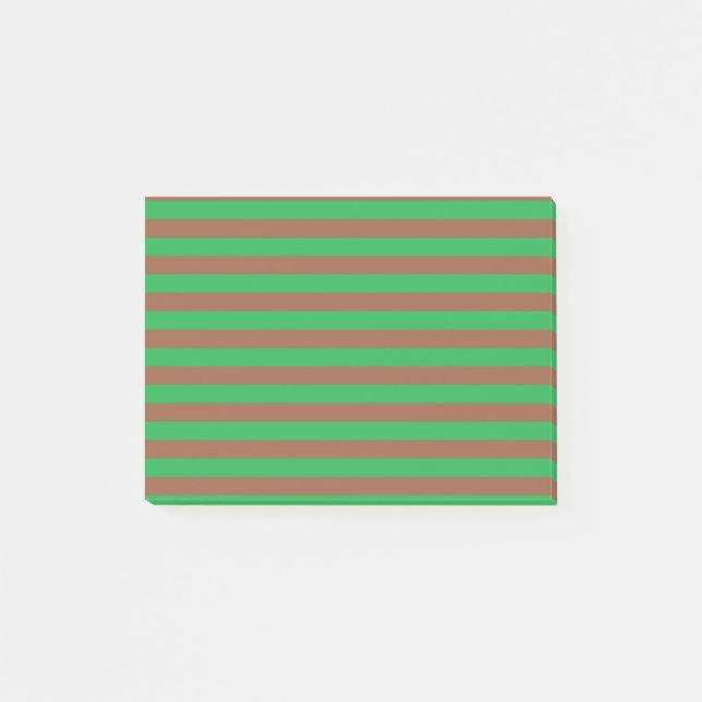 Green and Brown Stripes Post-it Notes (Front)