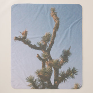 GREEN AND BROWN TREE UNDER BLUE SKY SHERPA BLANKET