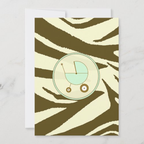 Green and Brown Zebra Print Baby Shower Invitation