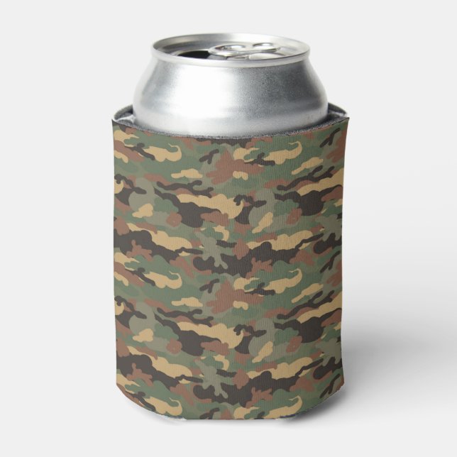 Green and Browns Tree Bark, Sportsmen Can Cooler (Can Front)