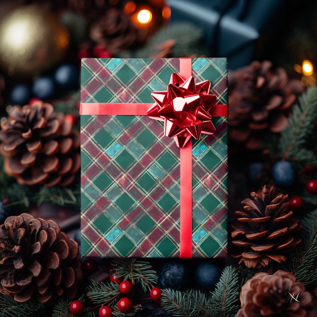 Green and Burgundy Checkered Pattern – Classic  Wrapping Paper (Creator Uploaded)