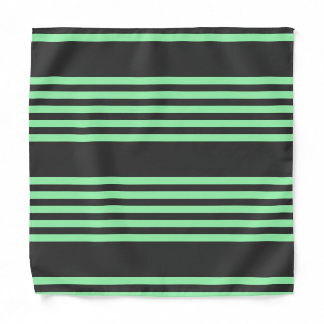 Green and charcoal five stripes pattern bandana (Front)