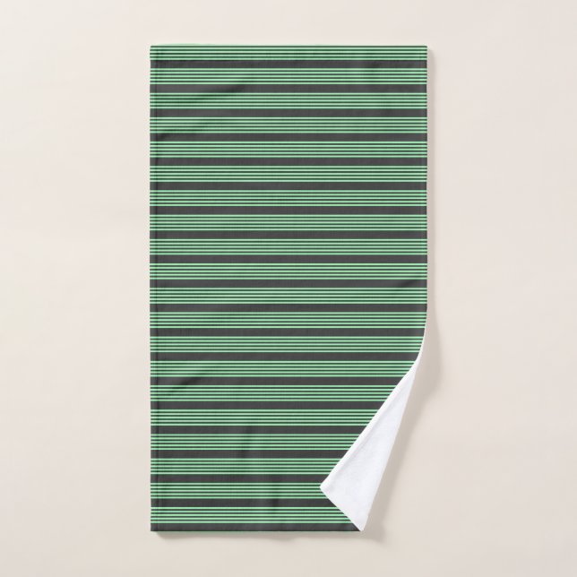 Green and charcoal five stripes pattern hand towel  (Hand Towel)