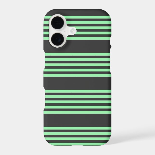 Green and charcoal five stripes pattern iphone case (Back)