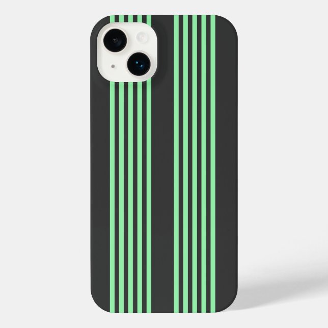 Green and charcoal five stripes pattern iPhone case (Back)