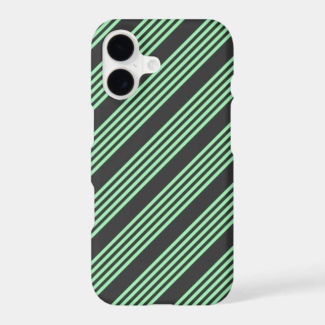 Green and charcoal five stripes pattern iPhone case (Back)