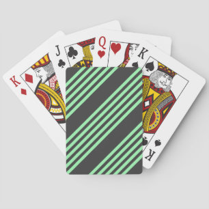 Green and charcoal five stripes pattern poker cards