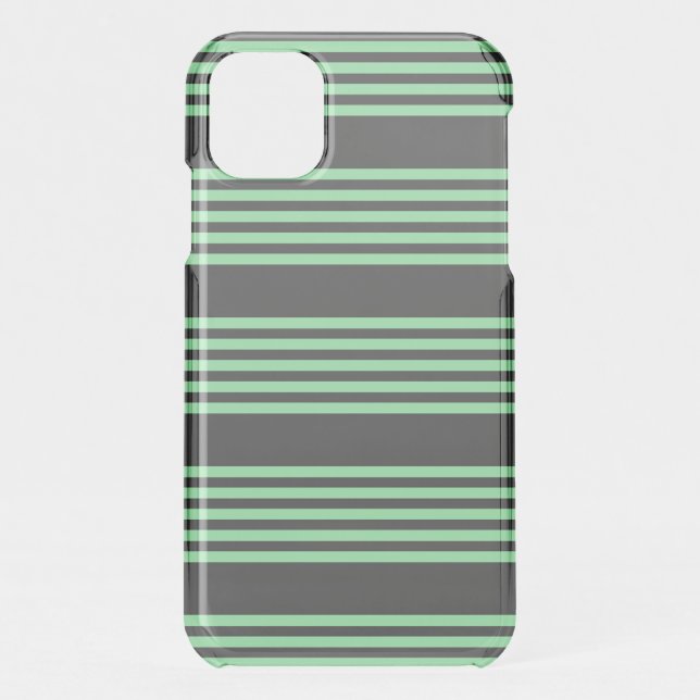 Green and charcoal five stripes pattern uncommon iPhone case (Back)