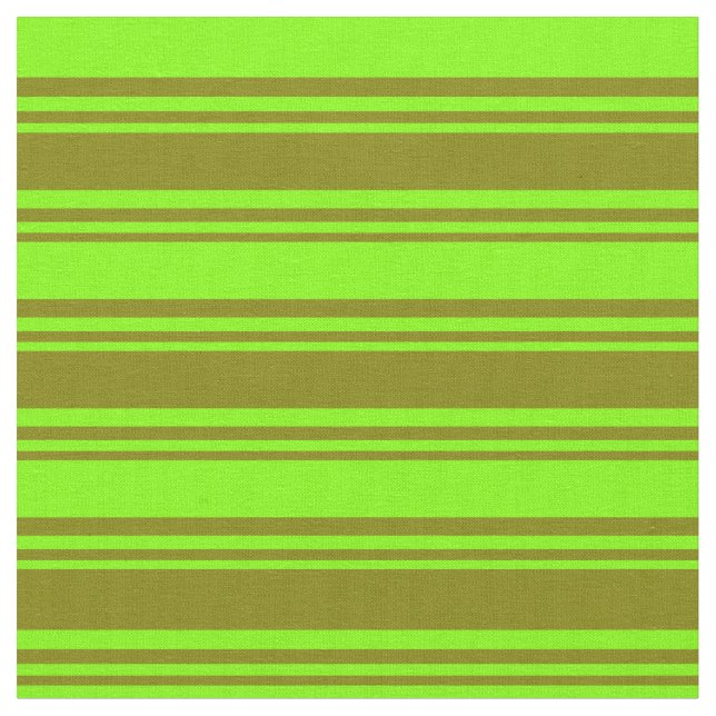 Green and Chartreuse Colored Stripes Pattern Fabric (Close Up)