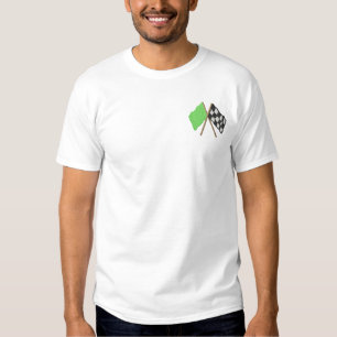 Green and Checkered Flag Embroidered T-Shirt
