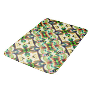 Green and colored rapport with rough glass style bath mat