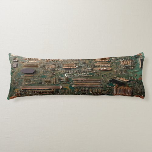 Green and Cooper Circuit Board Polyester Body Pill Body Pillow