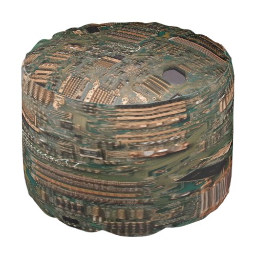 Green and Cooper Circuit Board Round Pouf
