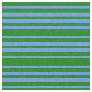 Green and Cornflower Blue Colored Striped Pattern Fabric