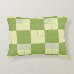 Green and Cream Checkered Tile Pattern Accent Pillow