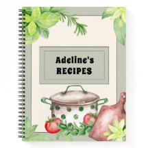 Green and Cream Fillable Recipe Book