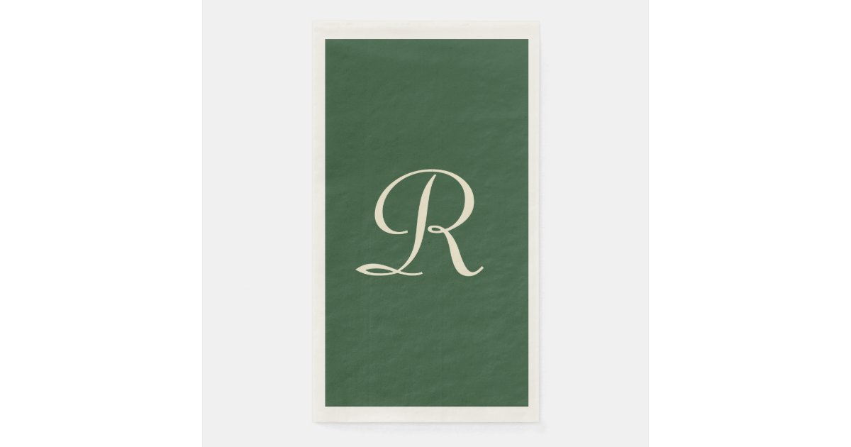 Green and Cream Monogrammed Paper Guest Towel