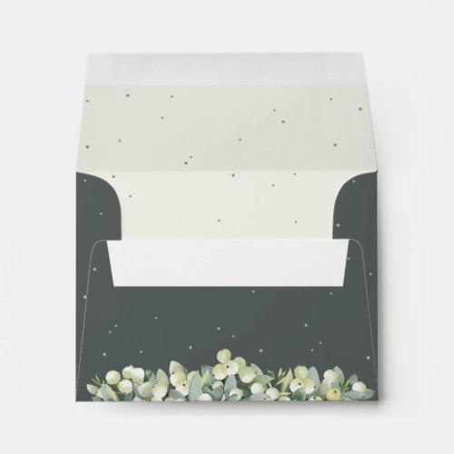 Green and Cream SnowberryEucalyptus Wedding A2 Envelope