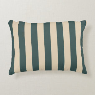 Green And Cream Vertical Stripes Accent Pillow